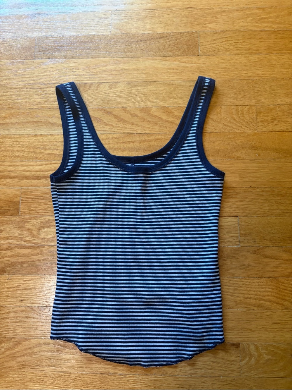 aerie Navy & White Striped Scoop Tank
